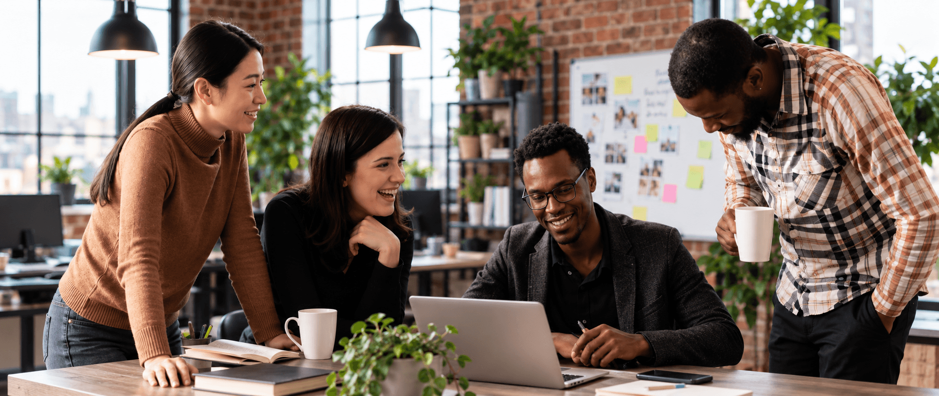 Colleagues chatting together in the office