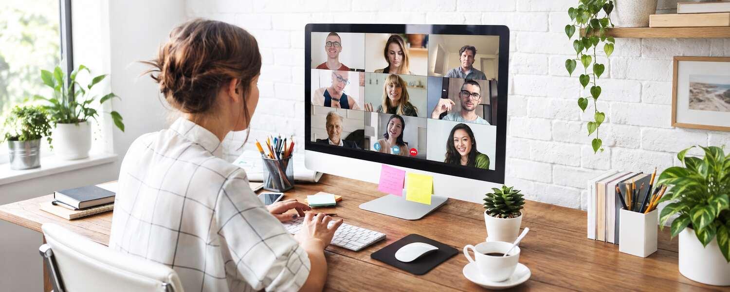 Reviewing the week with colleagues on a video call